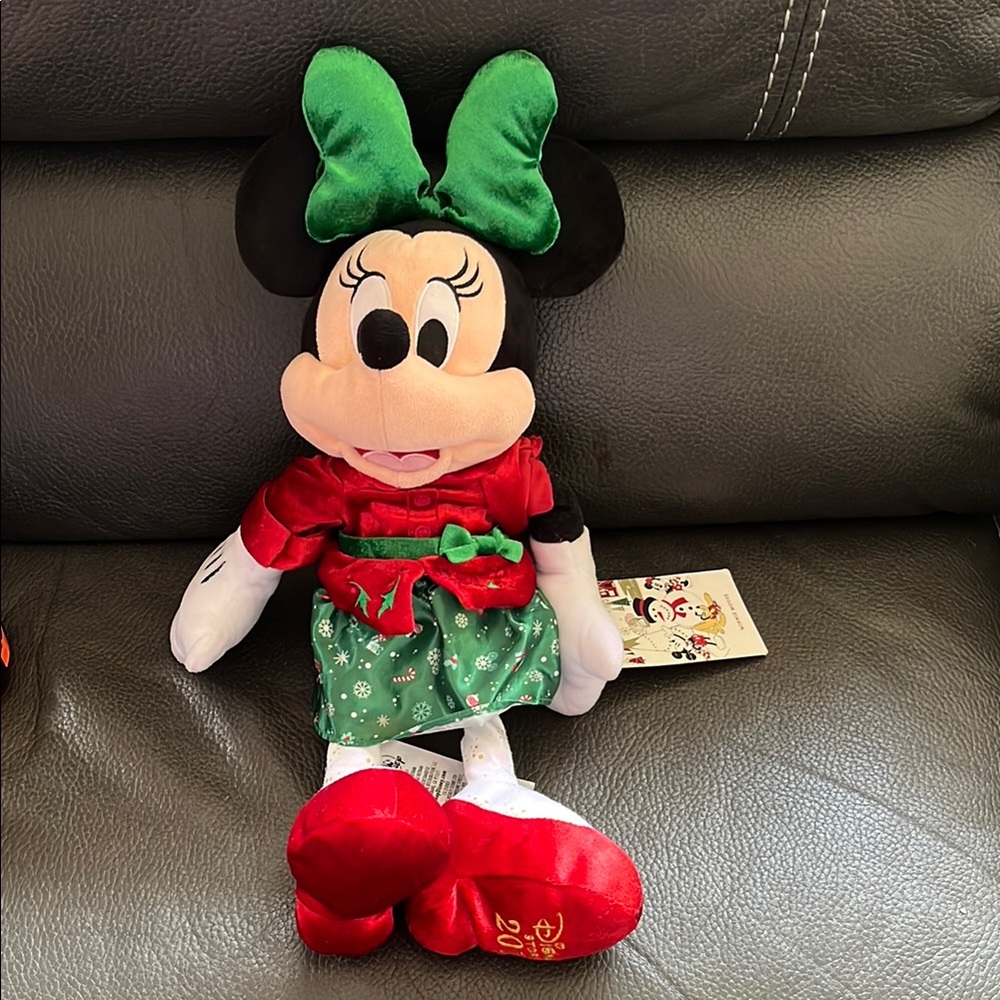 Minnie Mouse Plush with Green and Red holiday Outfit